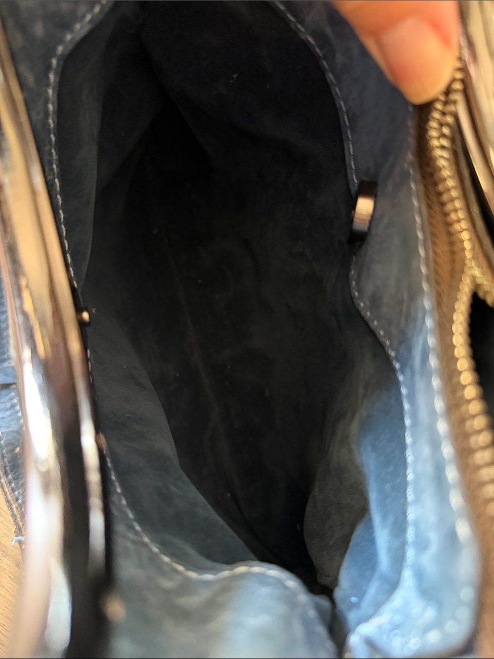 Patricia Nash Blue Floral Cutout Satchel with Silver Underlay - Picture 7 of 11